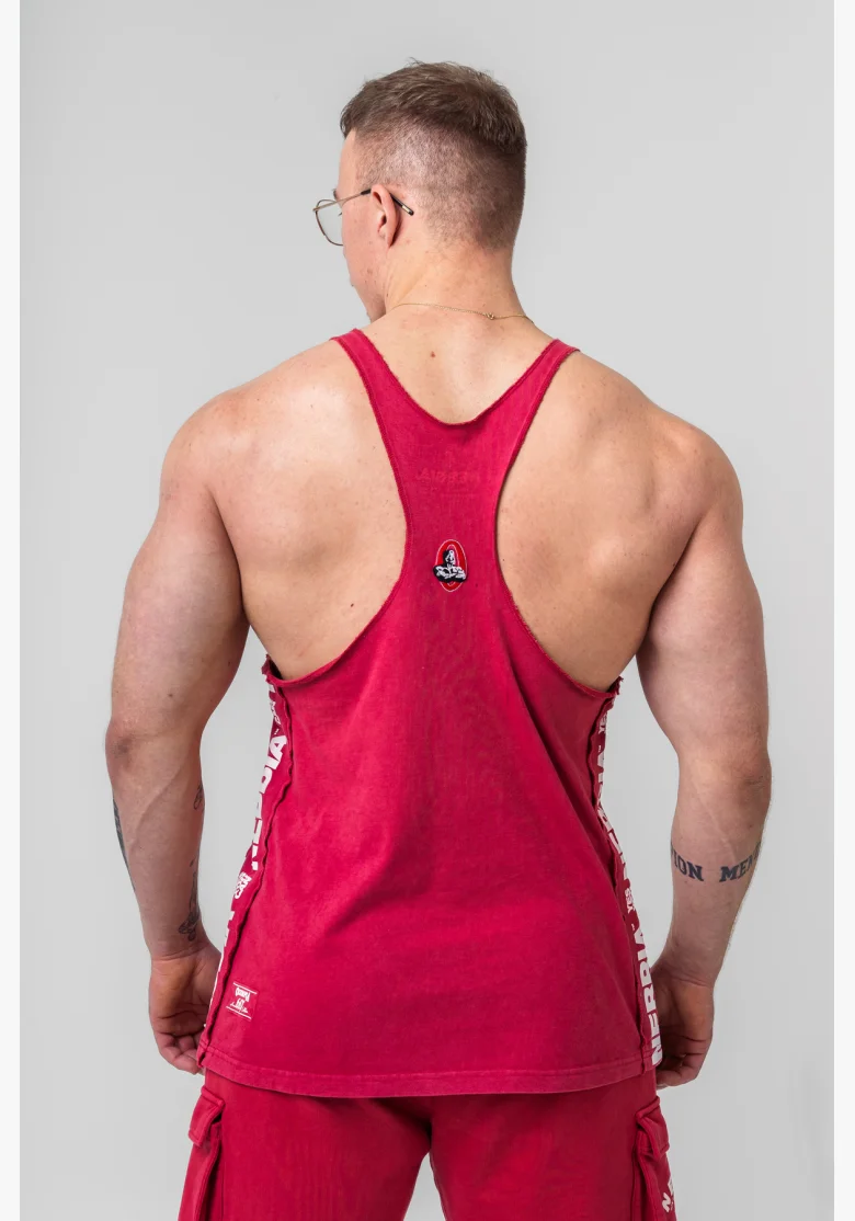 NEBBIA Washed muscle back stringer GOLDEN AGE červené