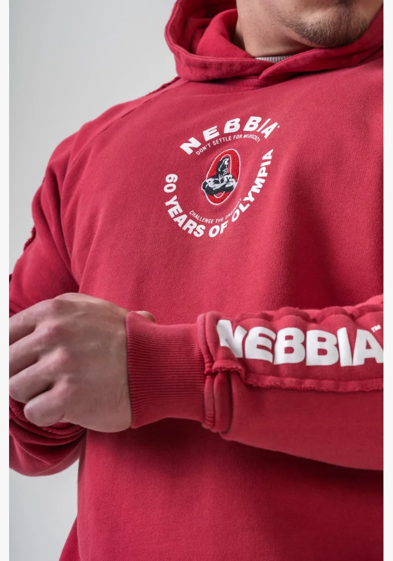 NEBBIA Umývaná mikina s kapucí HERITAGE červená