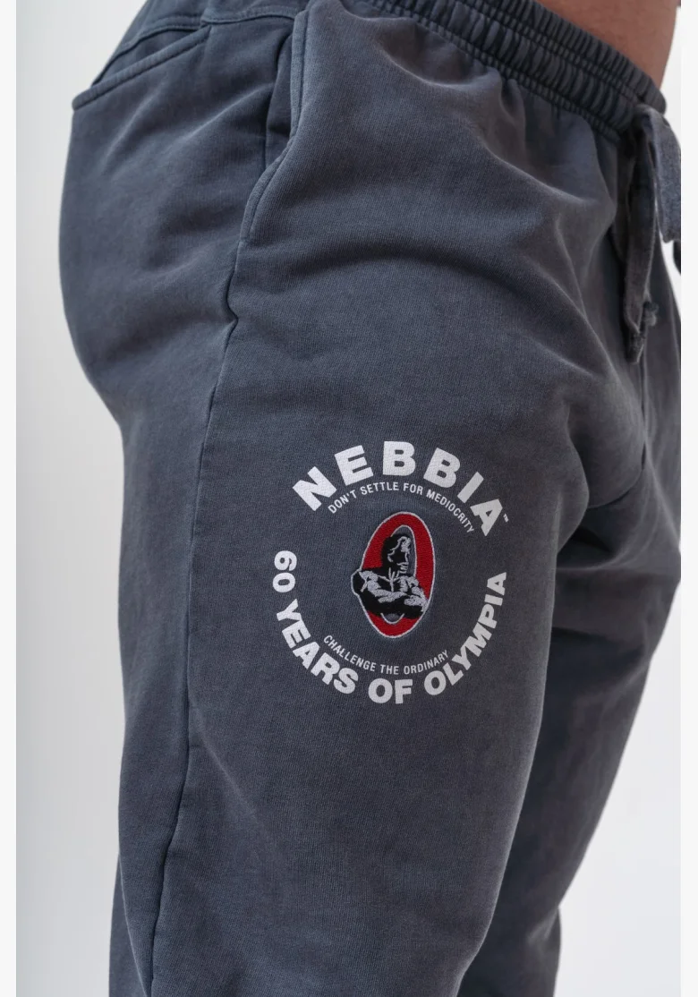NEBBIA Washed tepláky s kapsami LEGEND čierne