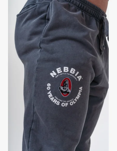 NEBBIA Washed tepláky s kapsami LEGEND čierne