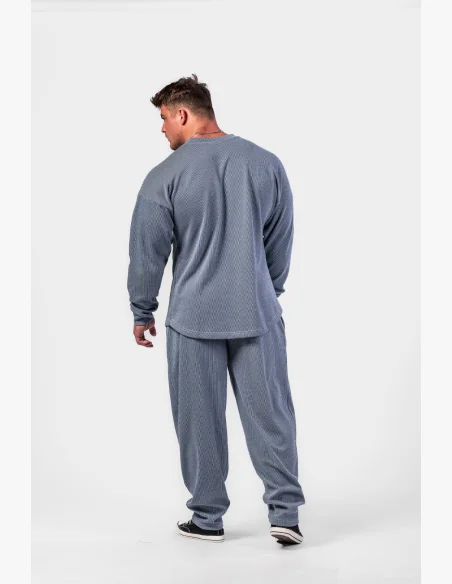 NEBBIA Oversized mikina bez kapuce SIGNATURE modrá