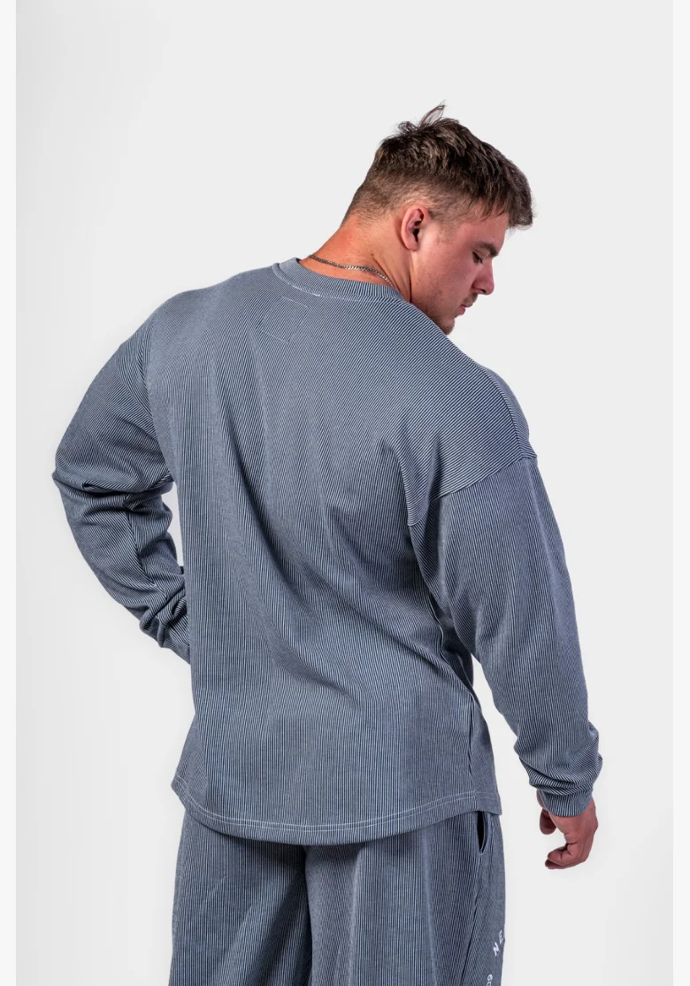 NEBBIA Oversized mikina bez kapuce SIGNATURE modrá