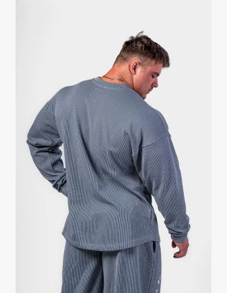 NEBBIA Oversized mikina bez kapuce SIGNATURE modrá