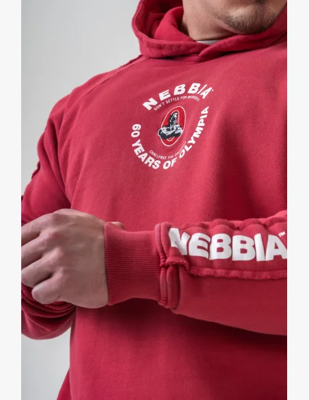 NEBBIA Umývaná mikina s kapucí HERITAGE červená