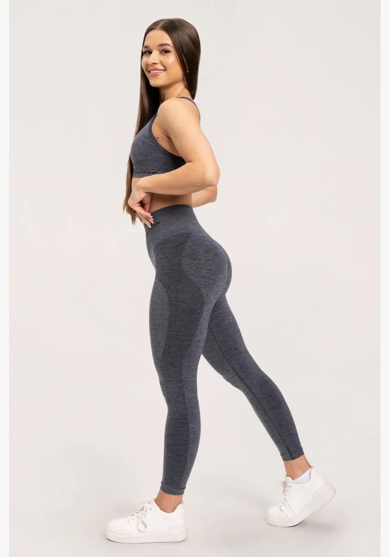 Gym Glamour Bezšvové legíny bez push-up efektu Dark Grey