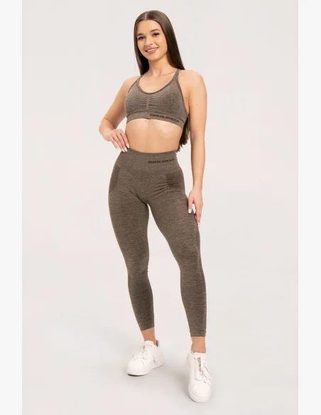 Gym Glamour Bezšvové legíny bez push-up efektu Espresso