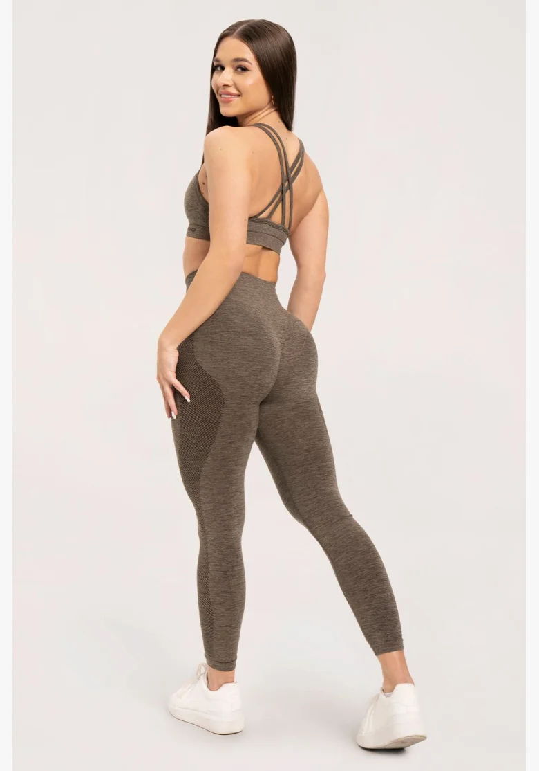 Gym Glamour Bezšvové legíny bez push-up efektu Espresso