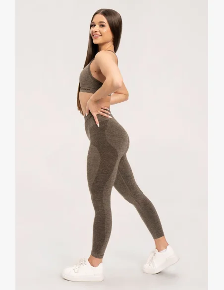 Gym Glamour Bezšvové legíny bez push-up efektu Espresso