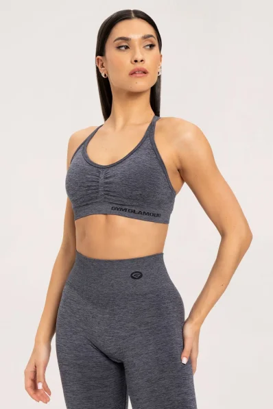 Gym Glamour Podprsenka seamless tmavá šedá • Nebshop.sk