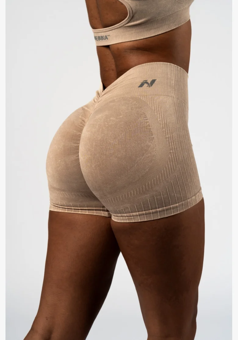 NEBBIA Bezšvové push-up šortky s vysokým pásom TOTALLY SEAMLESS krémové