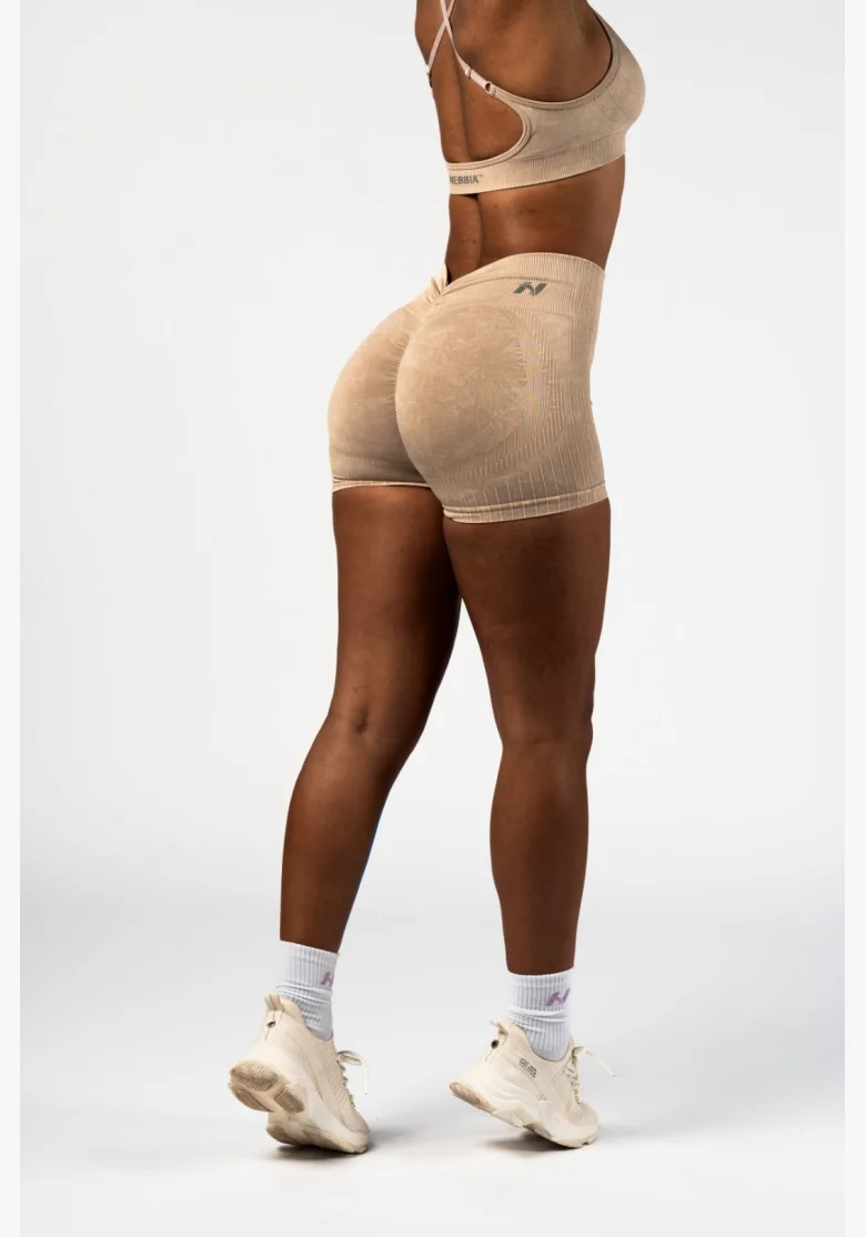 NEBBIA Bezšvové push-up šortky s vysokým pásom TOTALLY SEAMLESS krémové