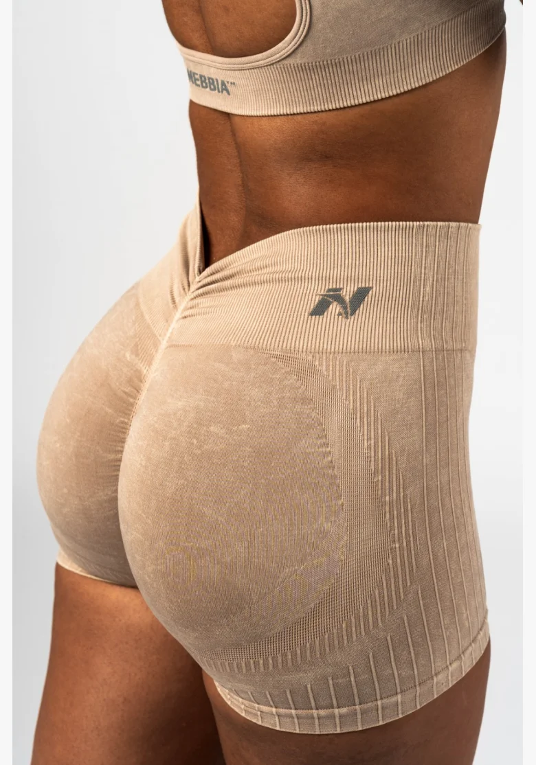 NEBBIA Bezšvové push-up šortky s vysokým pásom TOTALLY SEAMLESS krémové