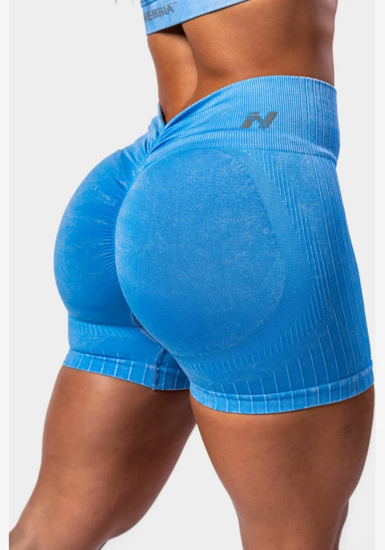 NEBBIA Bezšvové push-up šortky s vysokým pásom TOTALLY SEAMLESS modré