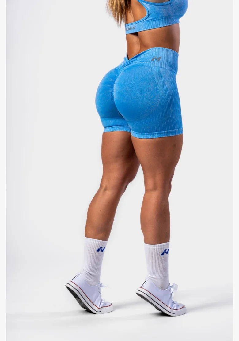 NEBBIA Bezšvové push-up šortky s vysokým pásom TOTALLY SEAMLESS modré