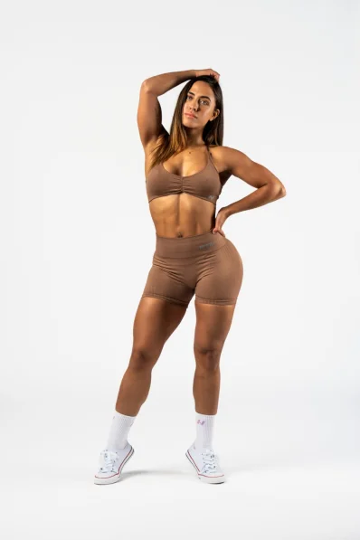 NEBBIA • NEBBIA Bezšvové push-up šortky s vysokým pásom TOTALLY SEAMLESS hnedé • Nebshop.sk