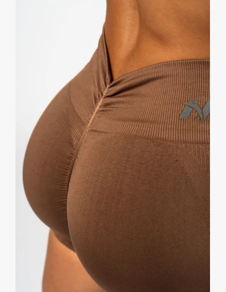NEBBIA Bezšvové push-up šortky s vysokým pásom TOTALLY SEAMLESS hnedé