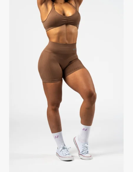 NEBBIA Bezšvové push-up šortky s vysokým pásom TOTALLY SEAMLESS hnedé