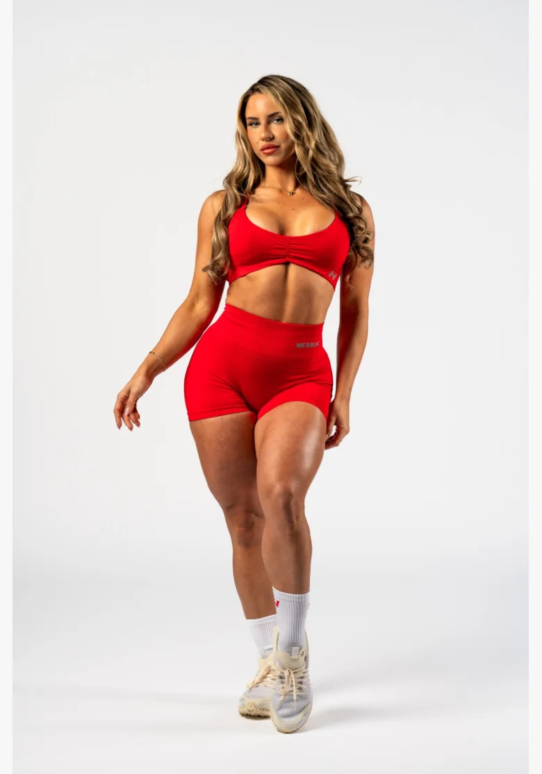 NEBBIA Bezšvírové push-up šortky s vysokým pásom TOTALLY SEAMLESS červené