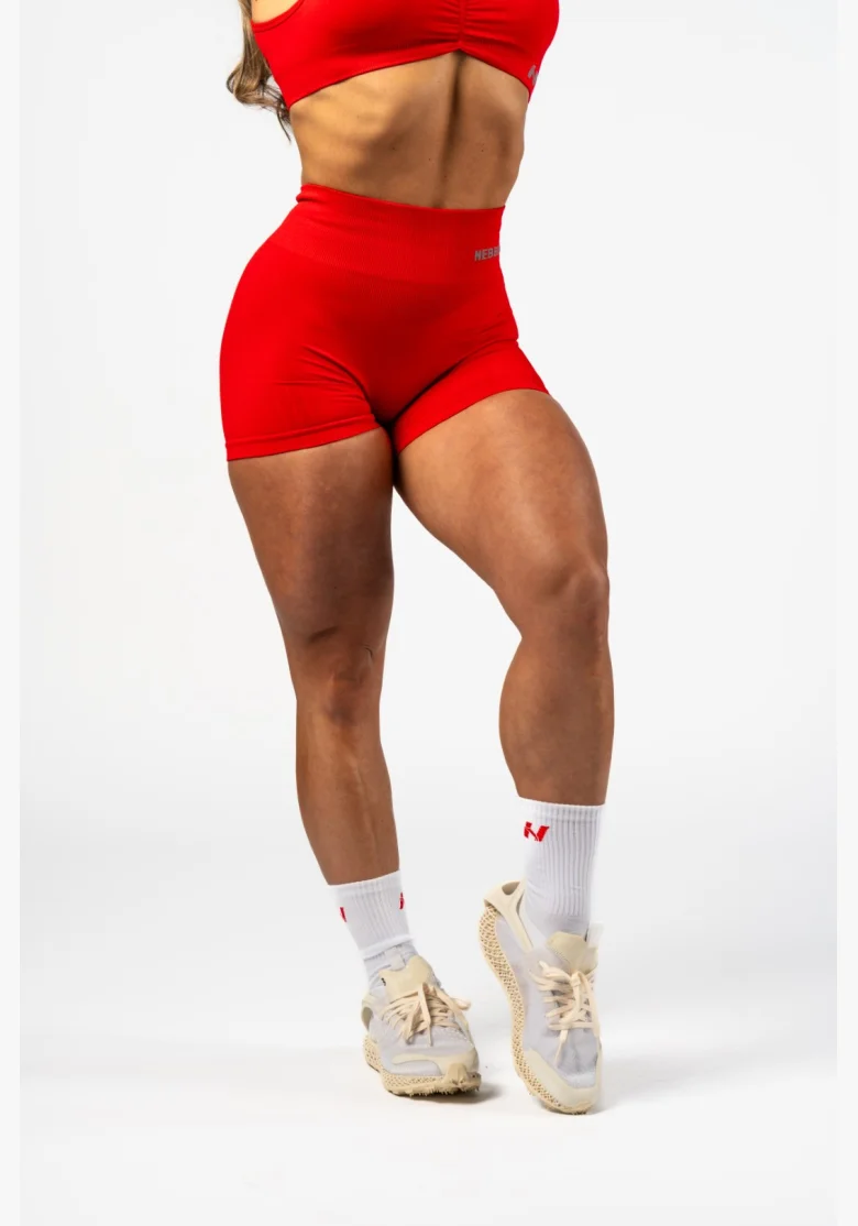 NEBBIA Bezšvírové push-up šortky s vysokým pásom TOTALLY SEAMLESS červené