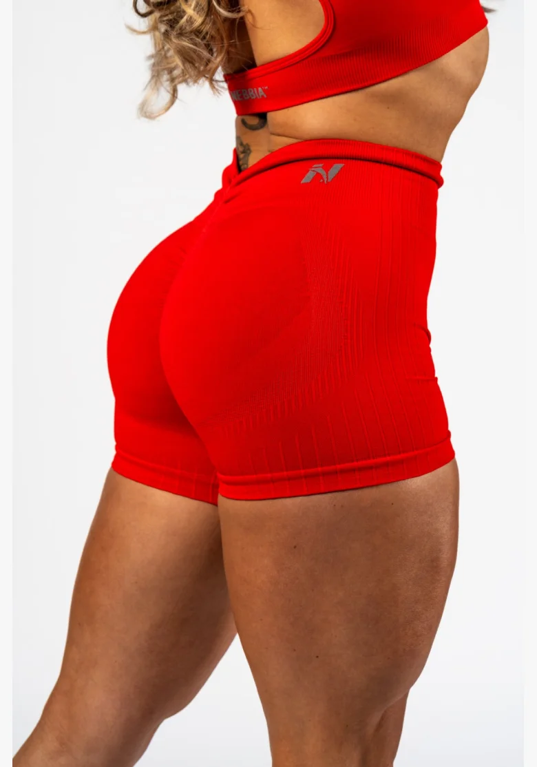 NEBBIA Bezšvírové push-up šortky s vysokým pásom TOTALLY SEAMLESS červené