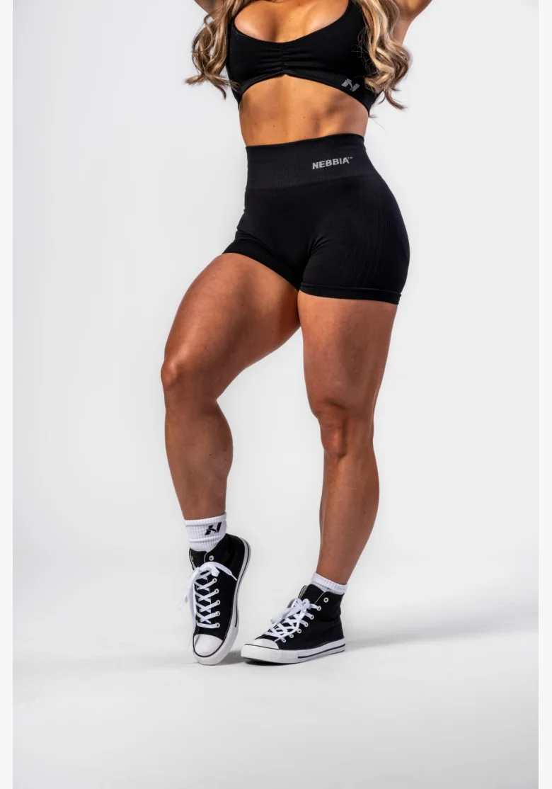 NEBBIA Bezšvové push-up šortky s vysokým pásom TOTALLY SEAMLESS čierne