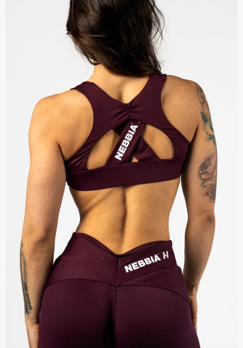 NEBBIA Športová podprsenka STRONG BEAUTY bordová