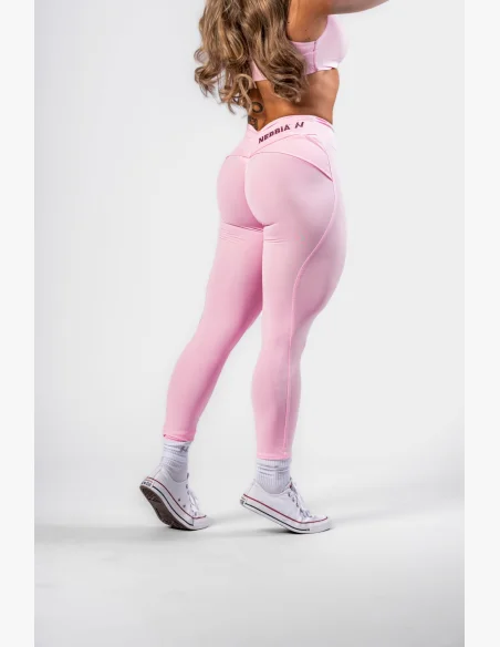 NEBBIA Tvarujúce legíny s V-shaped pásom STRONG BEAUTY ružové
