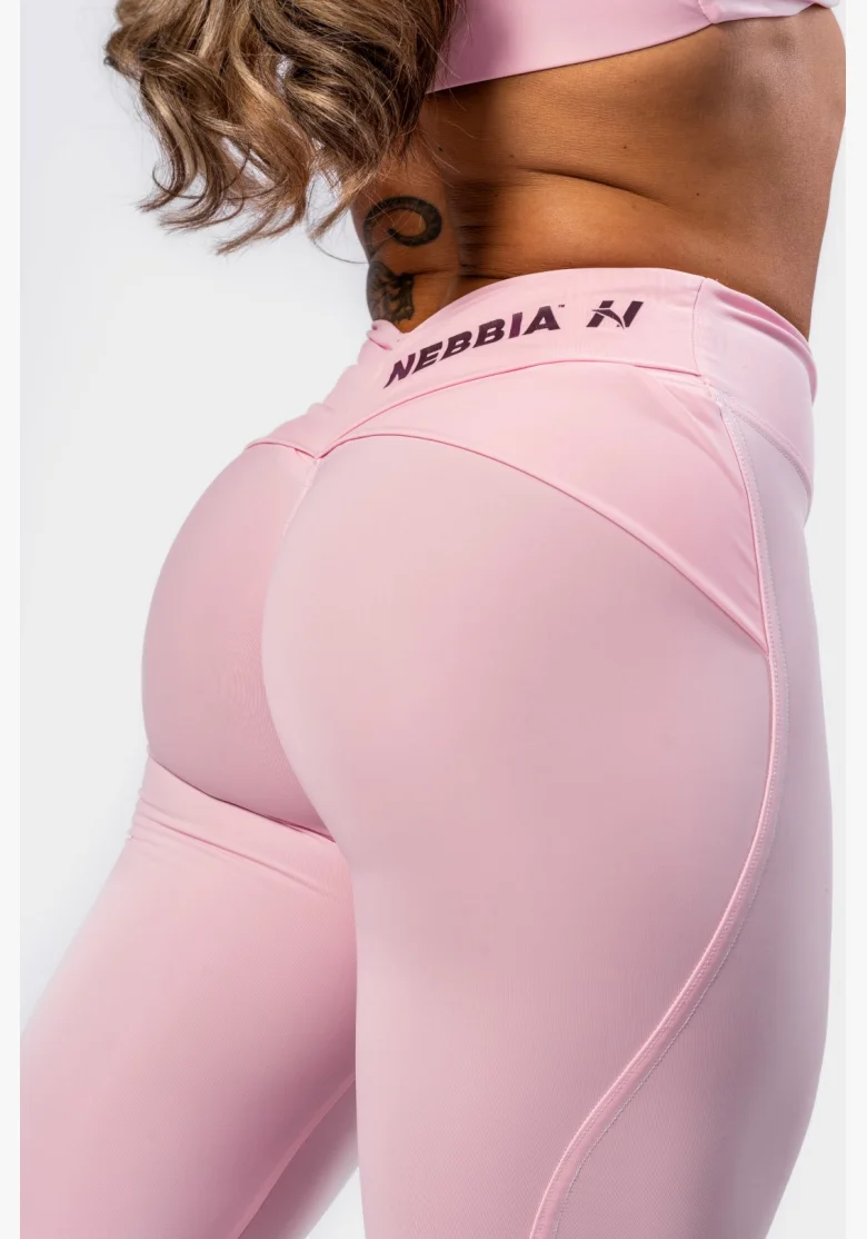 NEBBIA Tvarujúce legíny s V-shaped pásom STRONG BEAUTY ružové