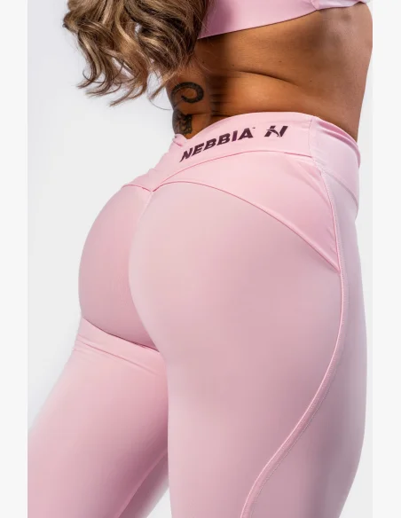 NEBBIA Tvarujúce legíny s V-shaped pásom STRONG BEAUTY ružové