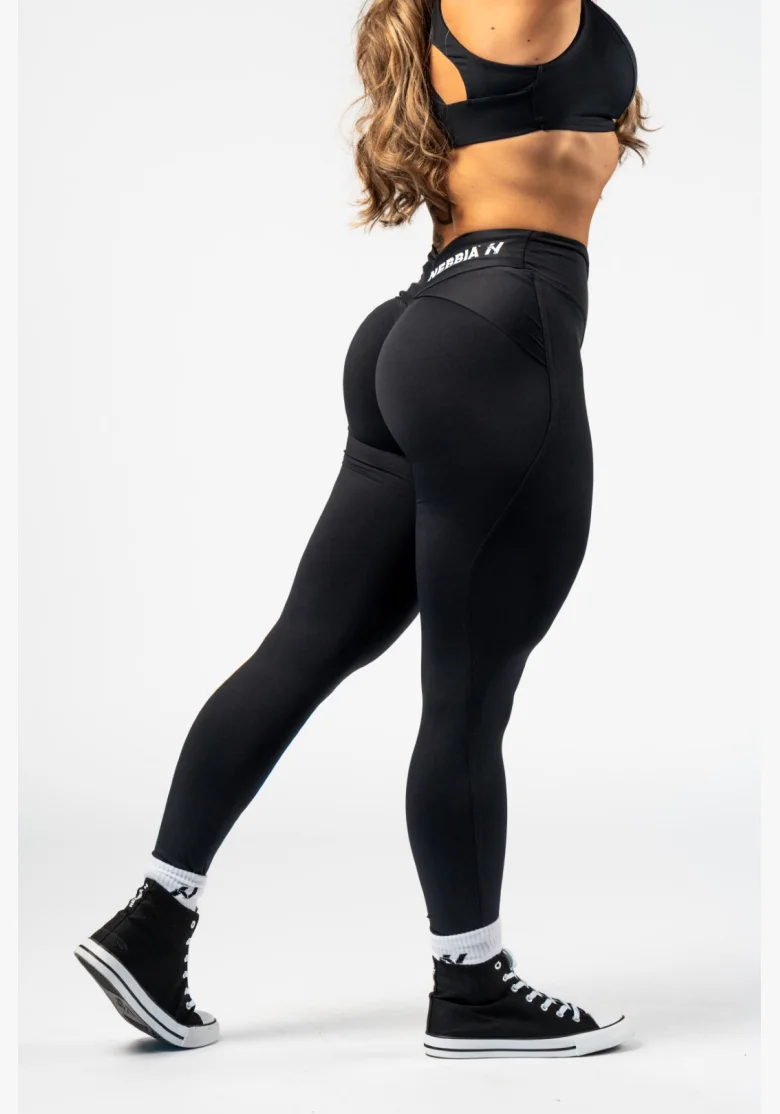 NEBBIA Tvarujúce legíny s V-shaped pásom STRONG BEAUTY čierne