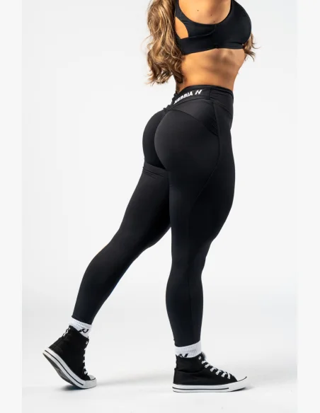 NEBBIA Tvarujúce legíny s V-shaped pásom STRONG BEAUTY čierne
