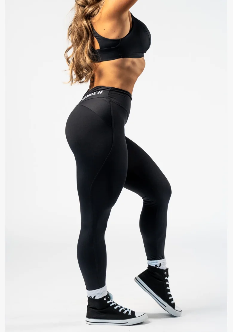 NEBBIA Tvarujúce legíny s V-shaped pásom STRONG BEAUTY čierne
