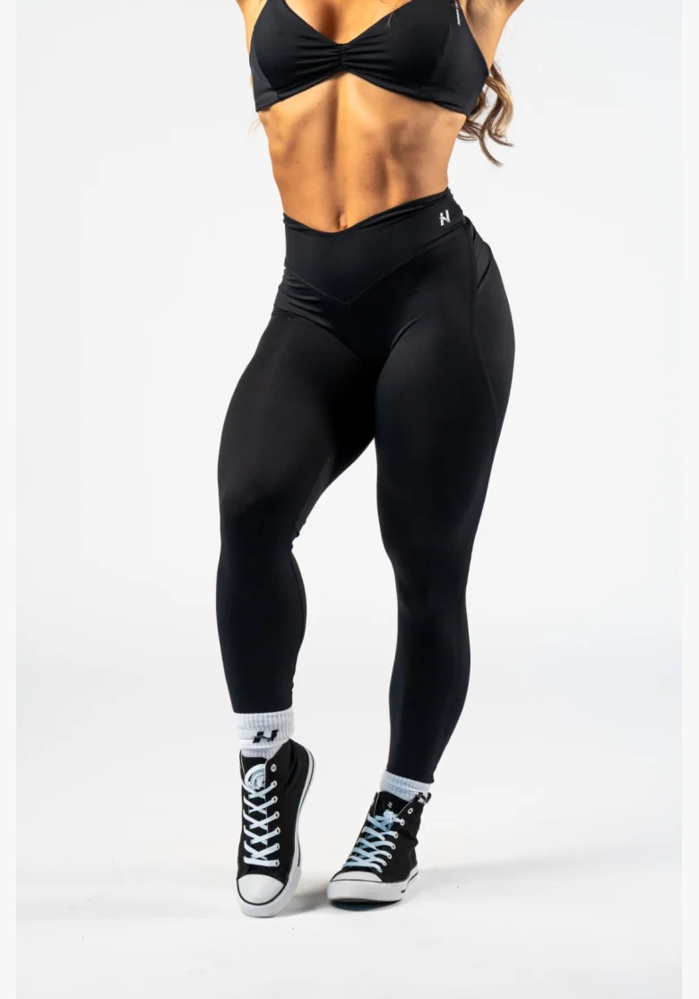 NEBBIA Tvarujúce legíny s V-shaped pásom STRONG BEAUTY čierne