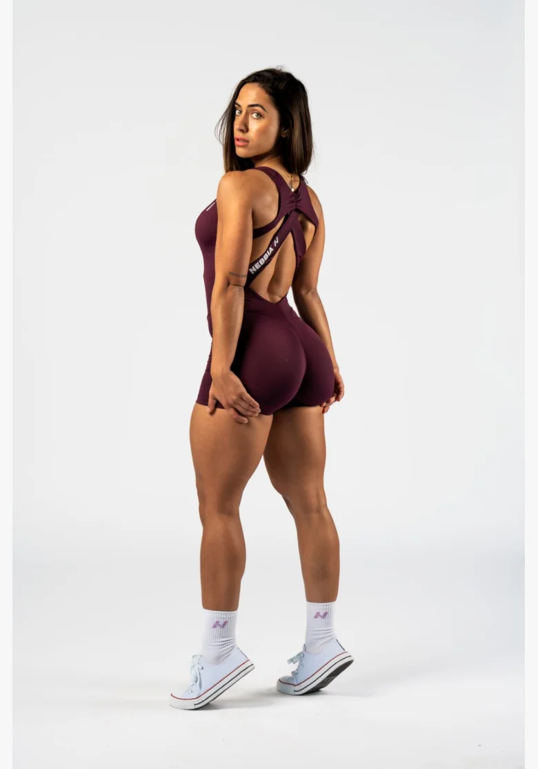 NEBBIA Tvarujúci fitness overal STRONG BEAUTY bordový