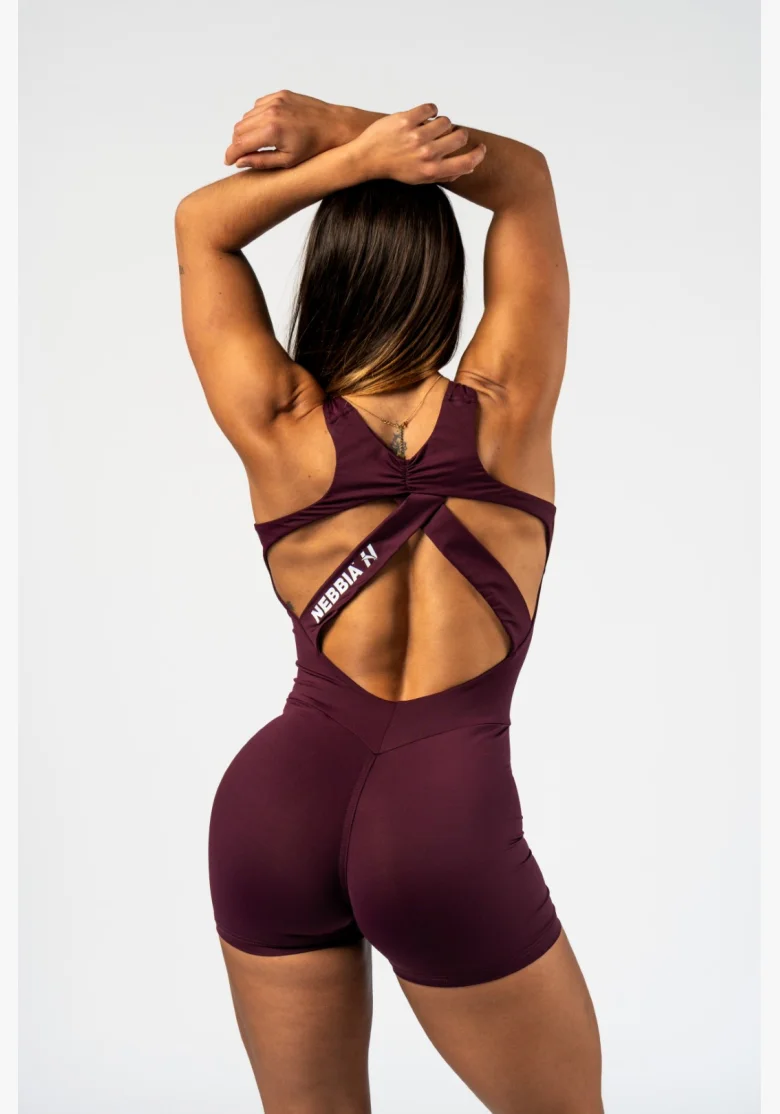 NEBBIA Tvarujúci fitness overal STRONG BEAUTY bordový
