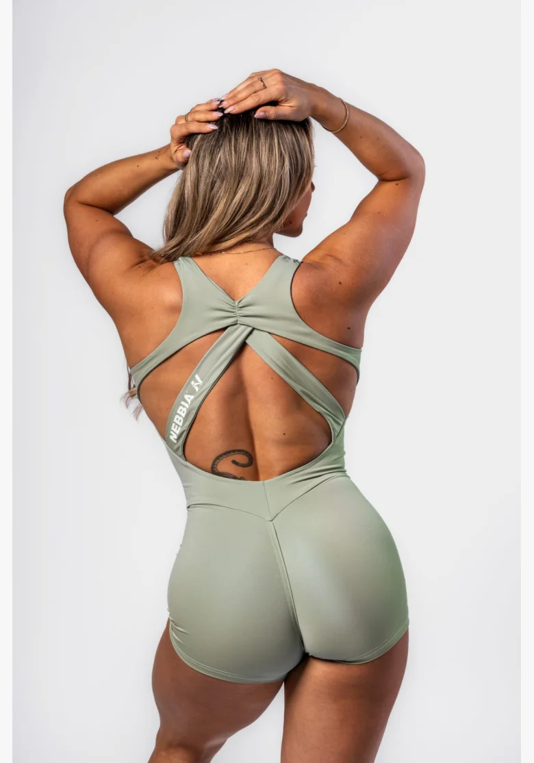 NEBBIA Tvarujúci fitness overal STRONG BEAUTY svetlozelený