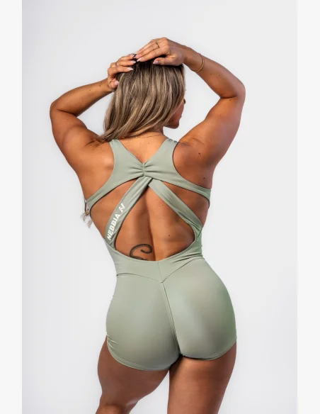 NEBBIA Tvarujúci fitness overal STRONG BEAUTY svetlozelený