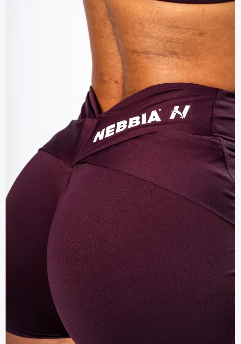 NEBBIA Tvarujúce šortky s V-shaped pásom STRONG BEAUTY bordové