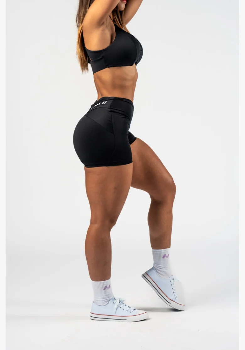 NEBBIA Tvarujúce šortky s V-shaped pásom STRONG BEAUTY čierne