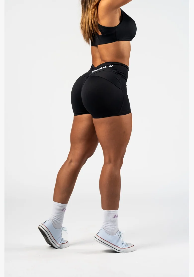 NEBBIA Tvarujúce šortky s V-shaped pásom STRONG BEAUTY čierne
