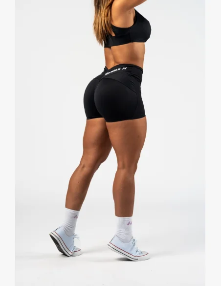 NEBBIA Tvarujúce šortky s V-shaped pásom STRONG BEAUTY čierne