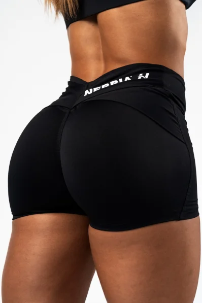 NEBBIA • NEBBIA Tvarujúce šortky s V-shaped pásom STRONG BEAUTY čierne • Nebshop.sk