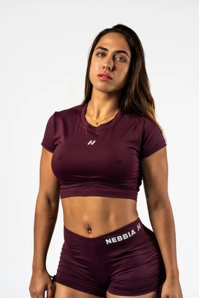 NEBBIA Crop mikina s dlhým rukávom a kapucňou GYM TIME čierna