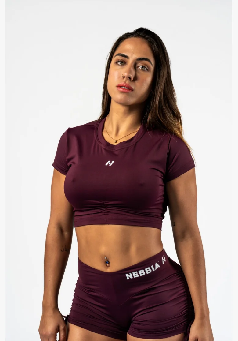 NEBBIA Open-back crop top STRONG BEAUTY bordový