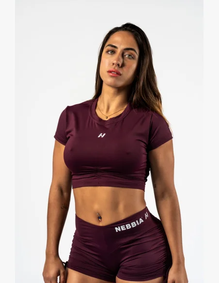 NEBBIA Open-back crop top STRONG BEAUTY bordový