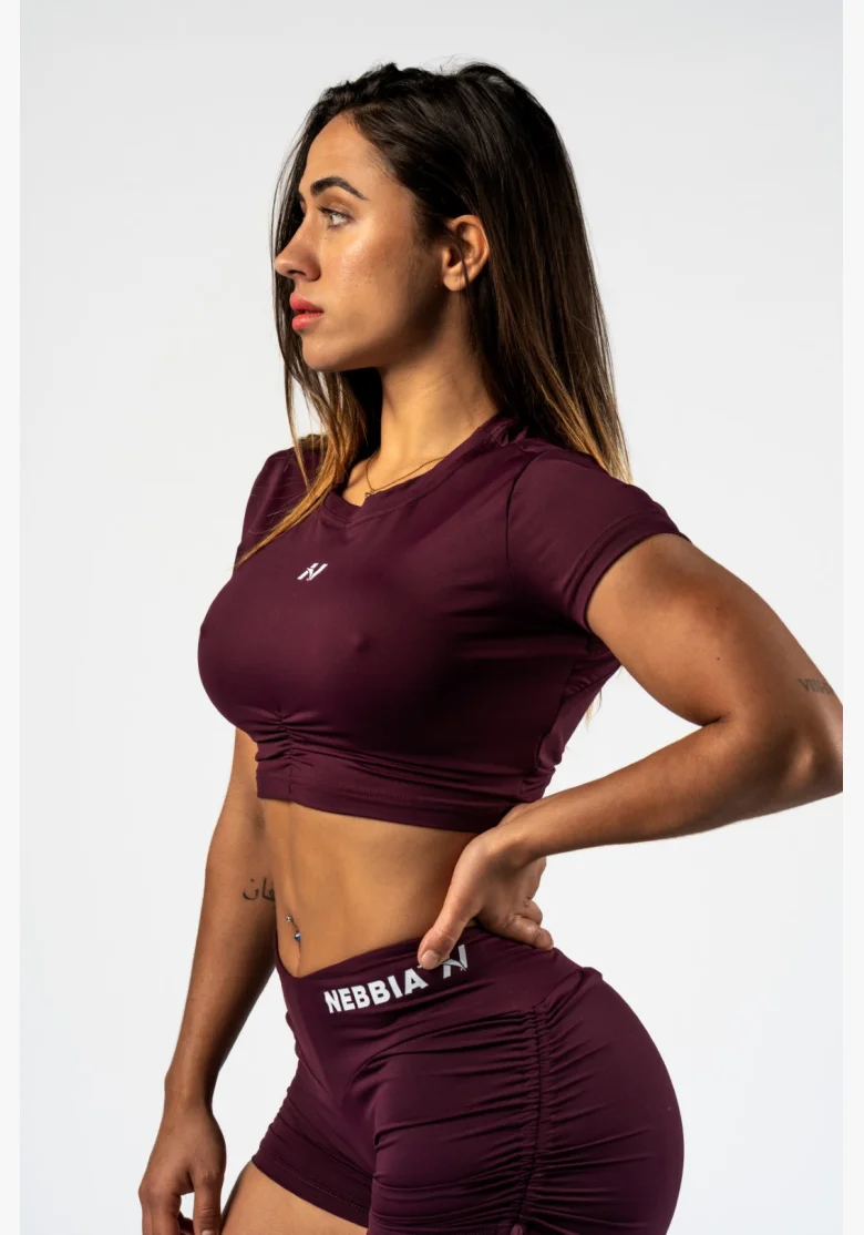 NEBBIA Open-back crop top STRONG BEAUTY bordový