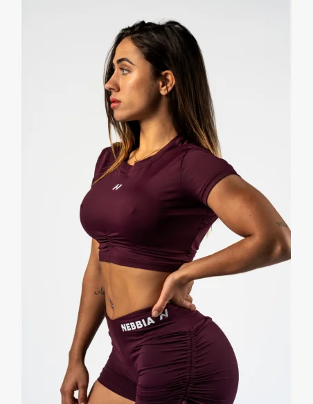 NEBBIA Open-back crop top STRONG BEAUTY bordový