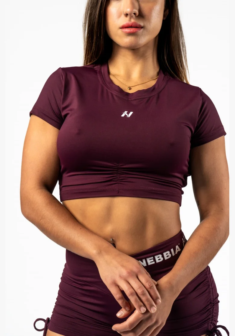 NEBBIA Open-back crop top STRONG BEAUTY bordový