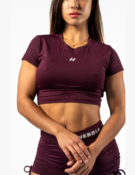 NEBBIA Open-back crop top STRONG BEAUTY bordový