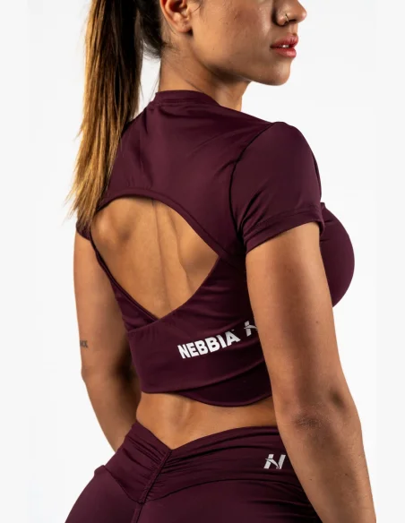 NEBBIA Open-back crop top STRONG BEAUTY bordový